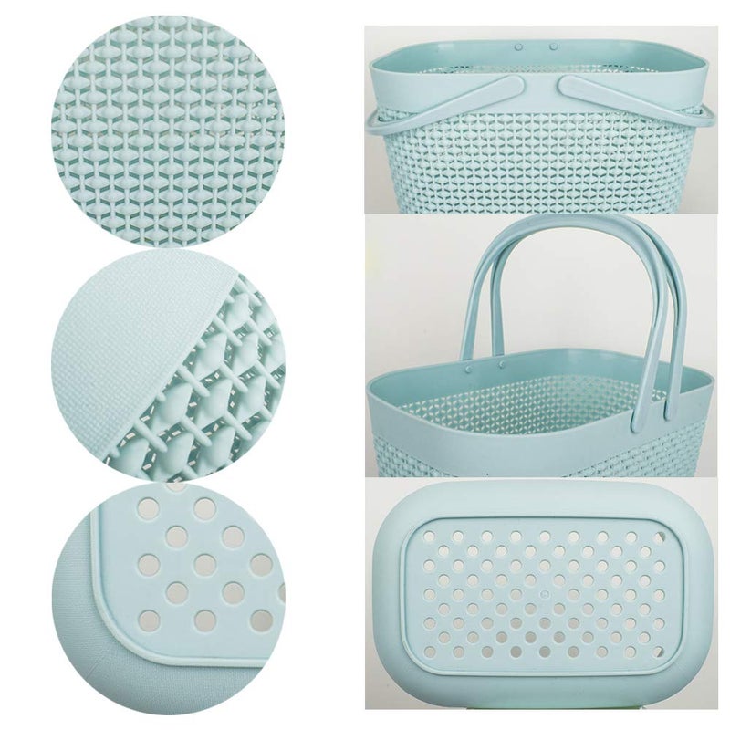 UUJOLY Plastic Organizer Storage Baskets with Handles, Shower Caddy Bins Organizer for Bathroom and kitchen (Blue) - Image 4